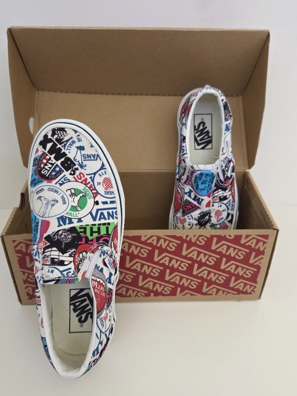 Vans Classic Slip-On 'Sticker Mash Up' Mens 5.5 Womens 7 Sneakers WORN ONCE